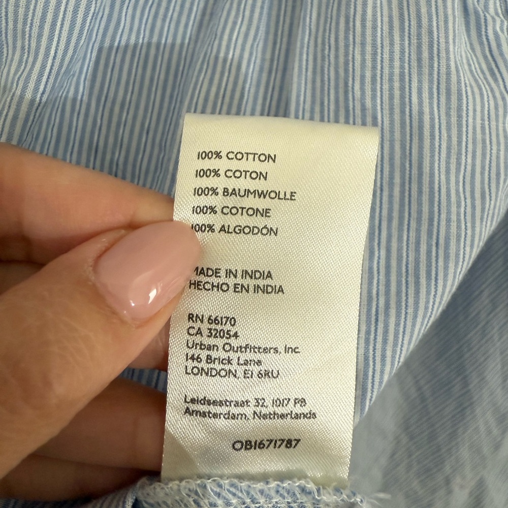 Pilcro Light Blue Pinstripe Peplum Button-Down Blouse - Picture 7 of 8